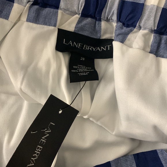 Lane Bryant Fast Lane Blue & White Gingham Wide Leg Culotte Cropped Pants sz 28 - Picture 4 of 9